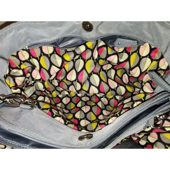 Vera Bradley Womens Purse Solid Gray Quilted 2-Handles Shoulder Strap Pockets - Picture 7 of 12